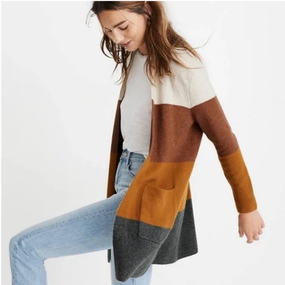 Madewell Sweaters - 🎉 HP 🎉 MADEWELL KENT WOOL ALPACA COLORBLOCK STRIPE CARDIGAN * sold out *